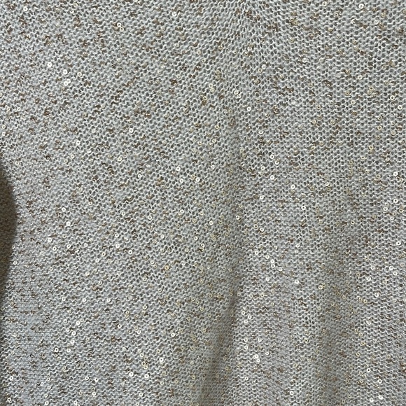GARNET HILL Metallic Gold Sequin Alpaca Wool Blend V-Neck Sweater – Size XS - Picture 4 of 7